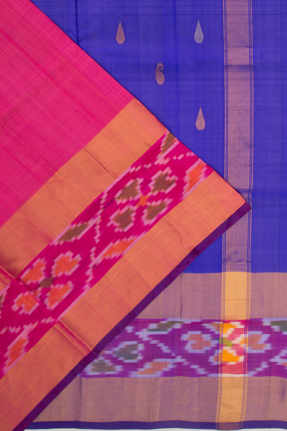 Uppada Silk Butta Pink Saree With Ikat Border