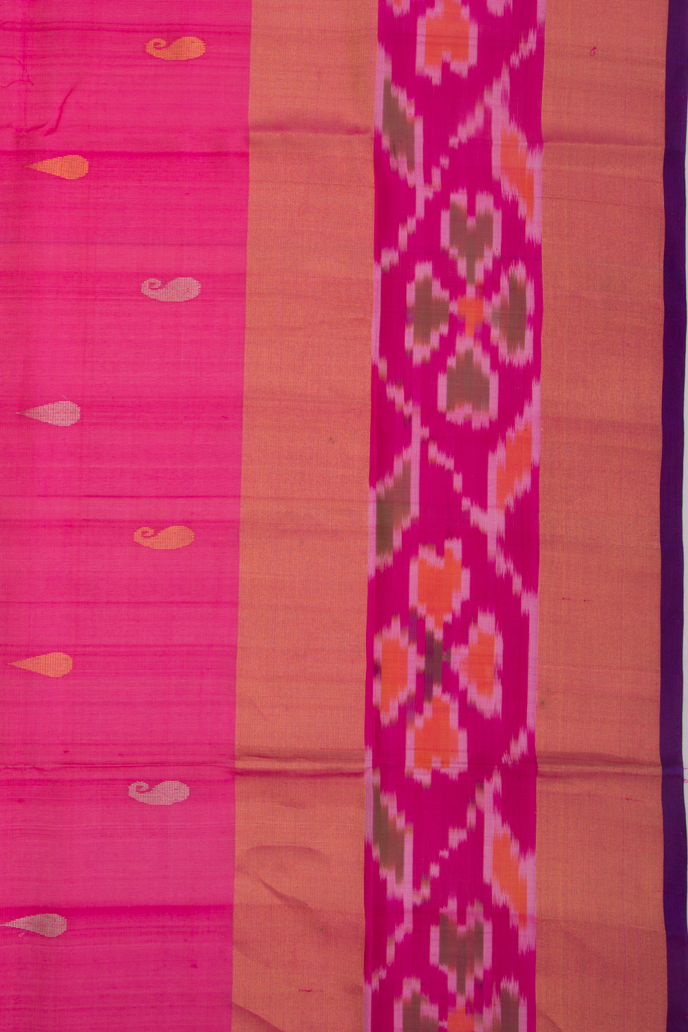Uppada Silk Butta Pink Saree With Ikat Border