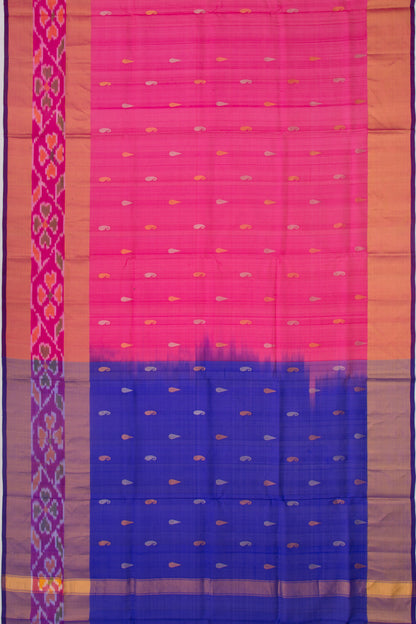 Uppada Silk Butta Pink Saree With Ikat Border