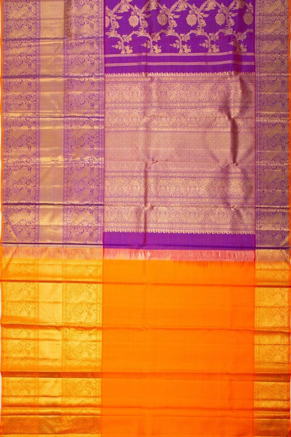 Kanchipuram Silk Oosi Lines And Jaal Purple Saree