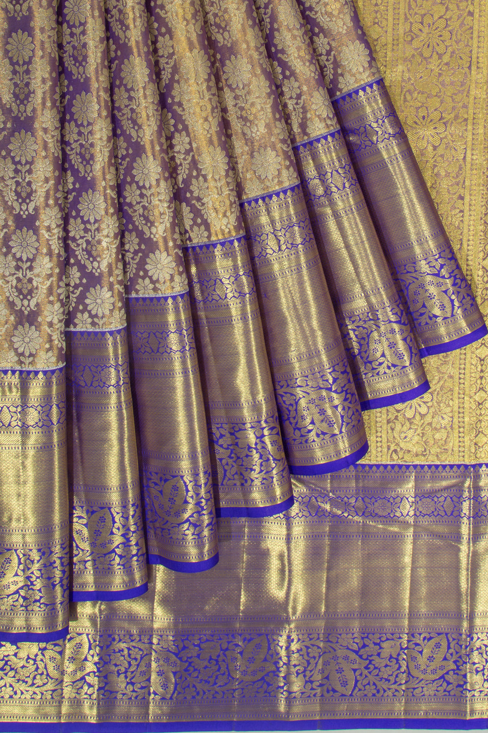 Taranga Kanchi Silk Tissue Brocade Dark Blue Saree