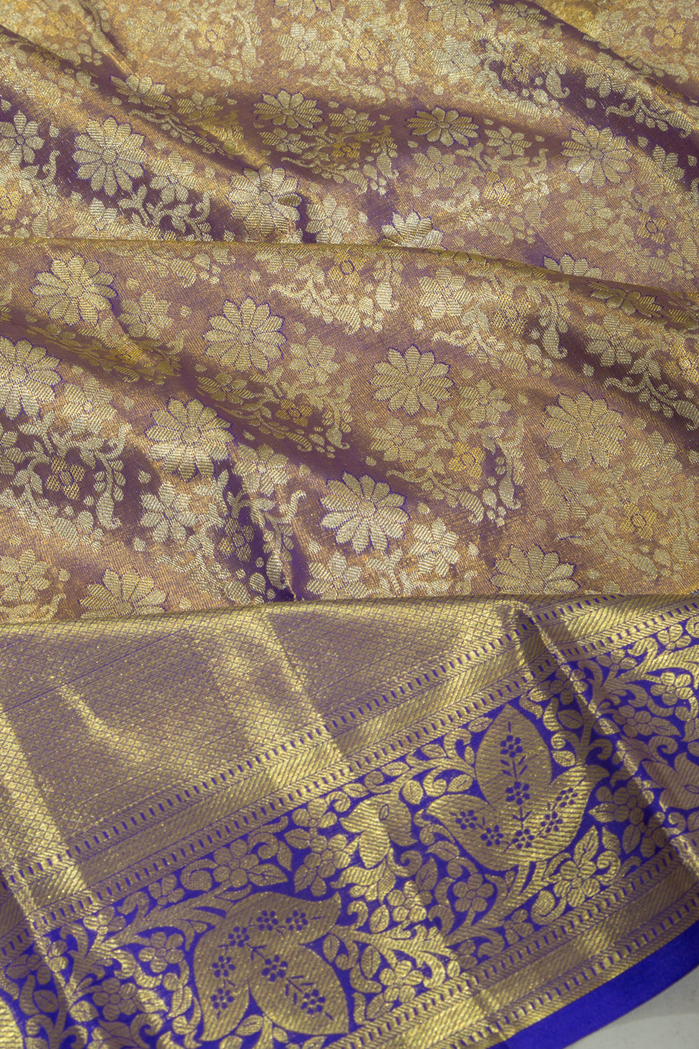 Taranga Kanchi Silk Tissue Brocade Dark Blue Saree
