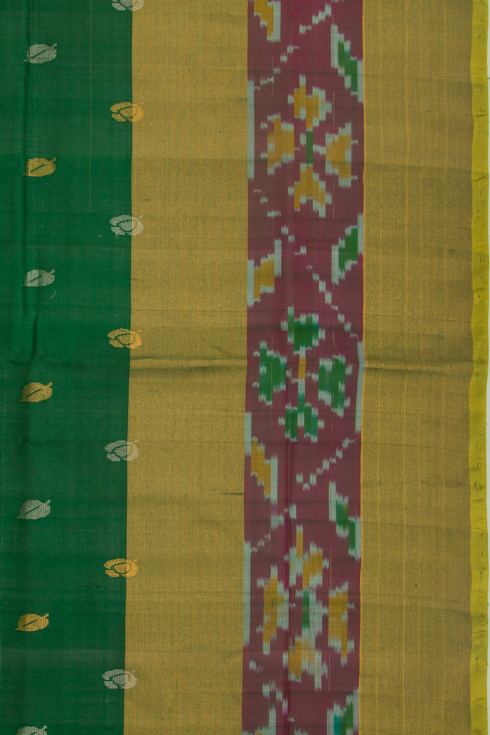 Uppada Silk Butta Dark Green Saree With Ikat Border