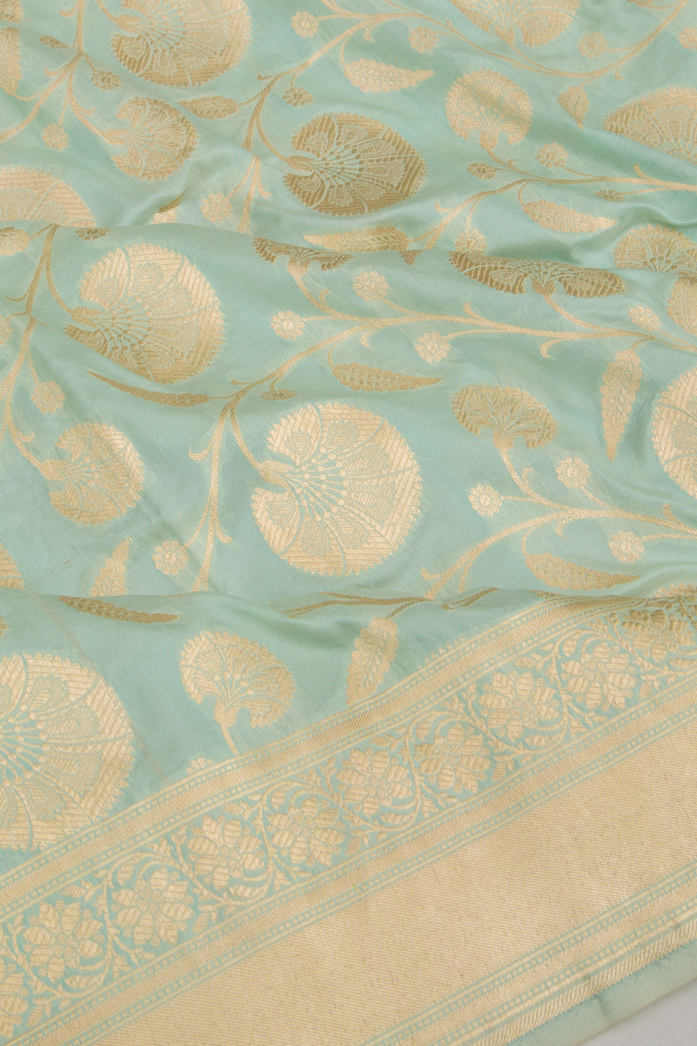 Banarasi Silk Jaal Pastel Blue Saree