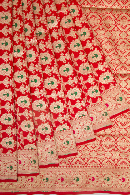 Banarasi Silk Jaal Red Saree