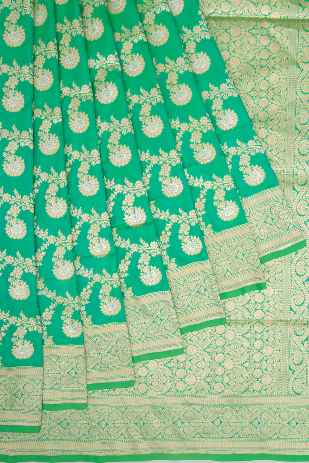 Banarasi Silk Jaal Green Saree