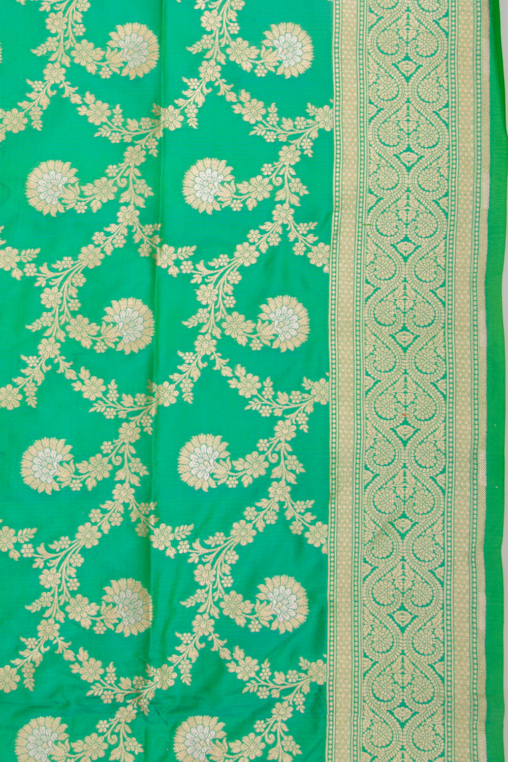 Banarasi Silk Jaal Green Saree