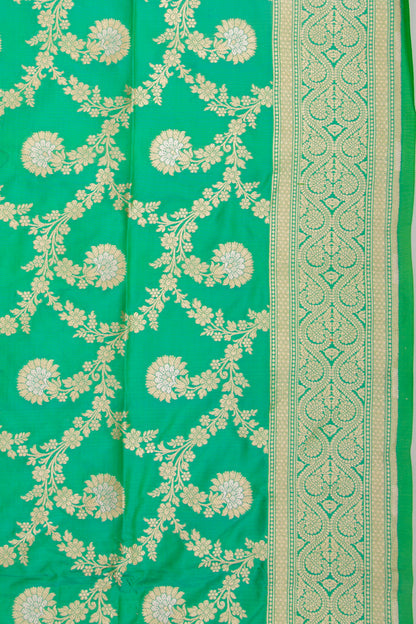 Banarasi Silk Jaal Green Saree
