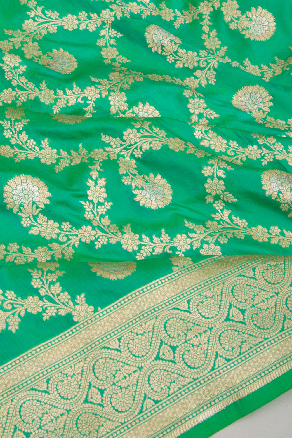 Banarasi Silk Jaal Green Saree