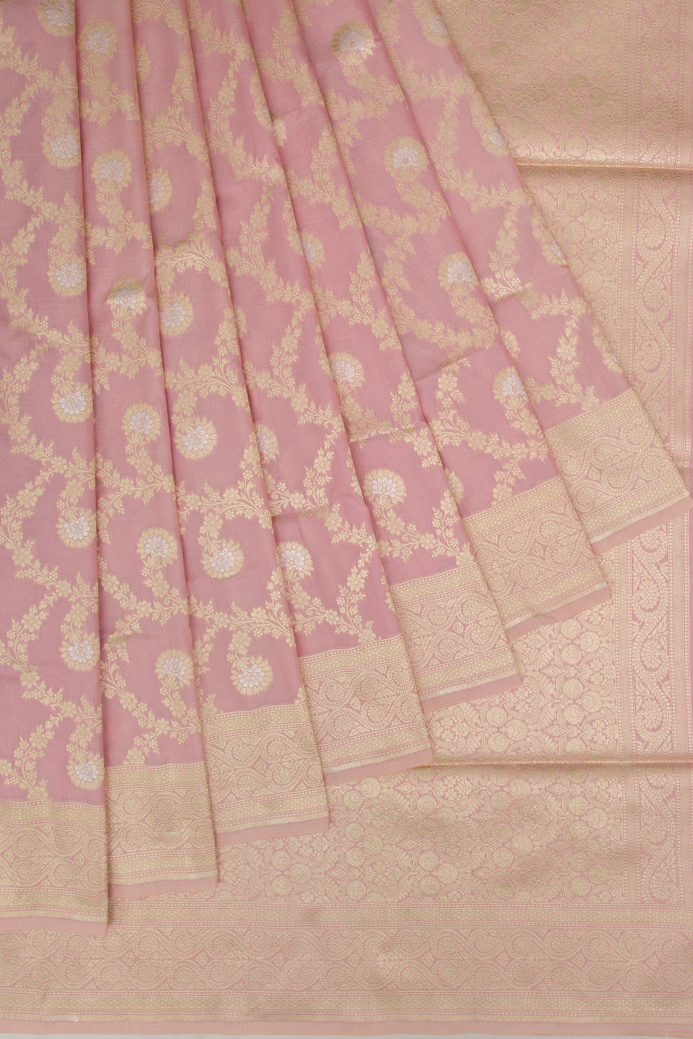 Banarasi Silk Jaal Baby Pink Saree