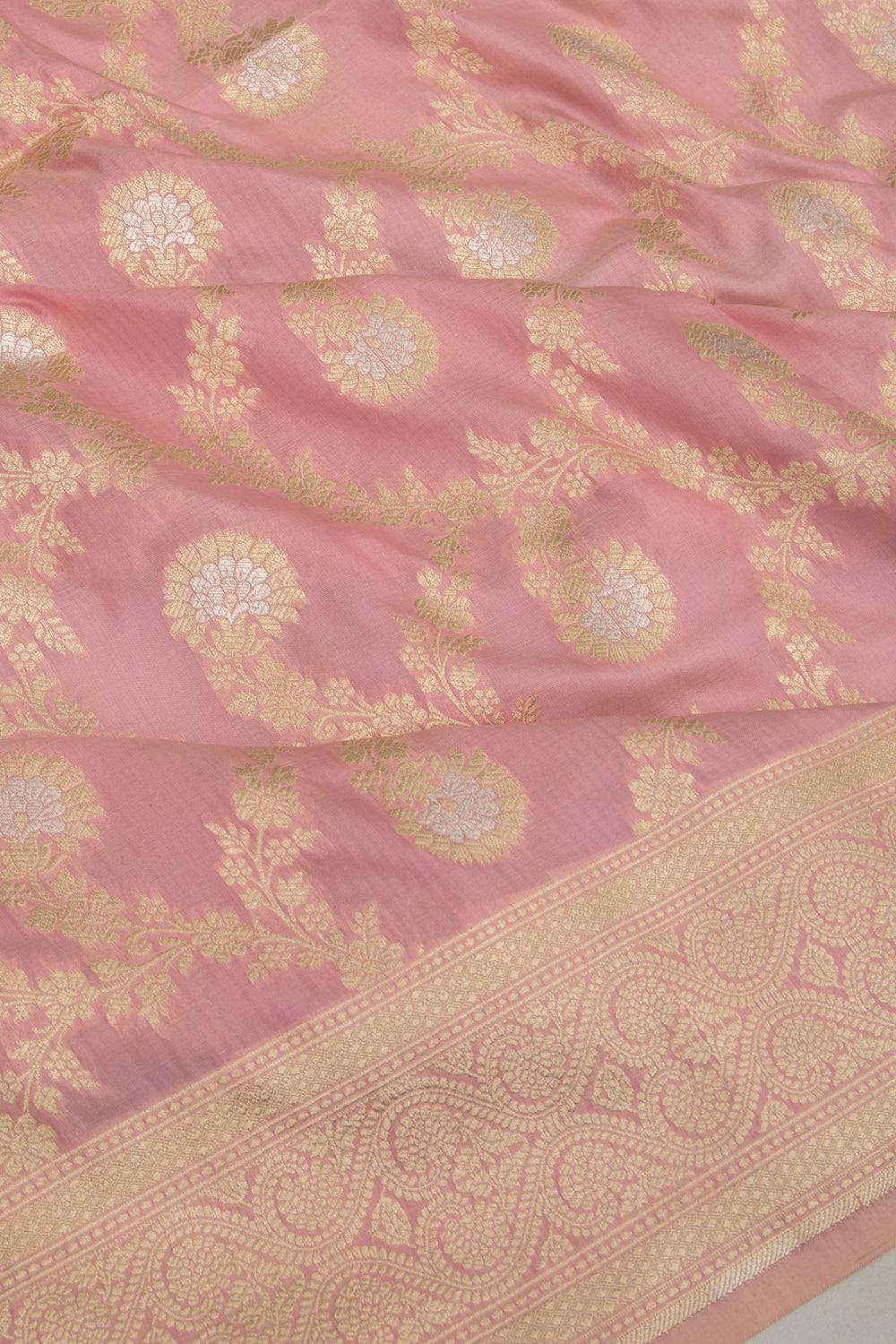 Banarasi Silk Jaal Baby Pink Saree