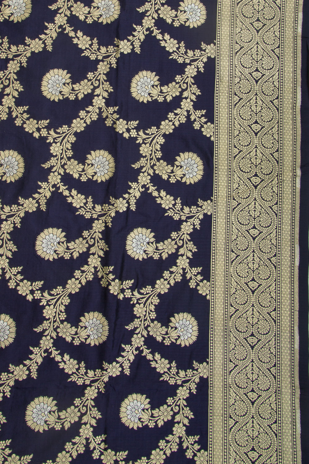 Banarasi Silk Jaal Dark Blue Saree