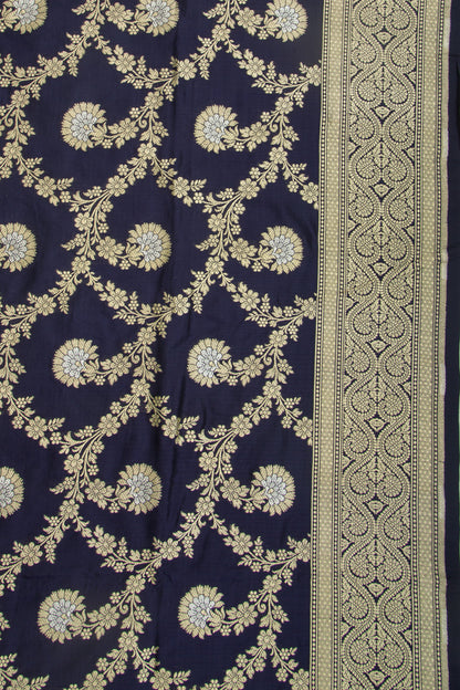 Banarasi Silk Jaal Dark Blue Saree