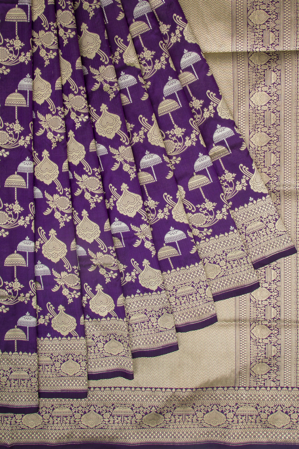 Banarasi Silk Brocade Violet Saree