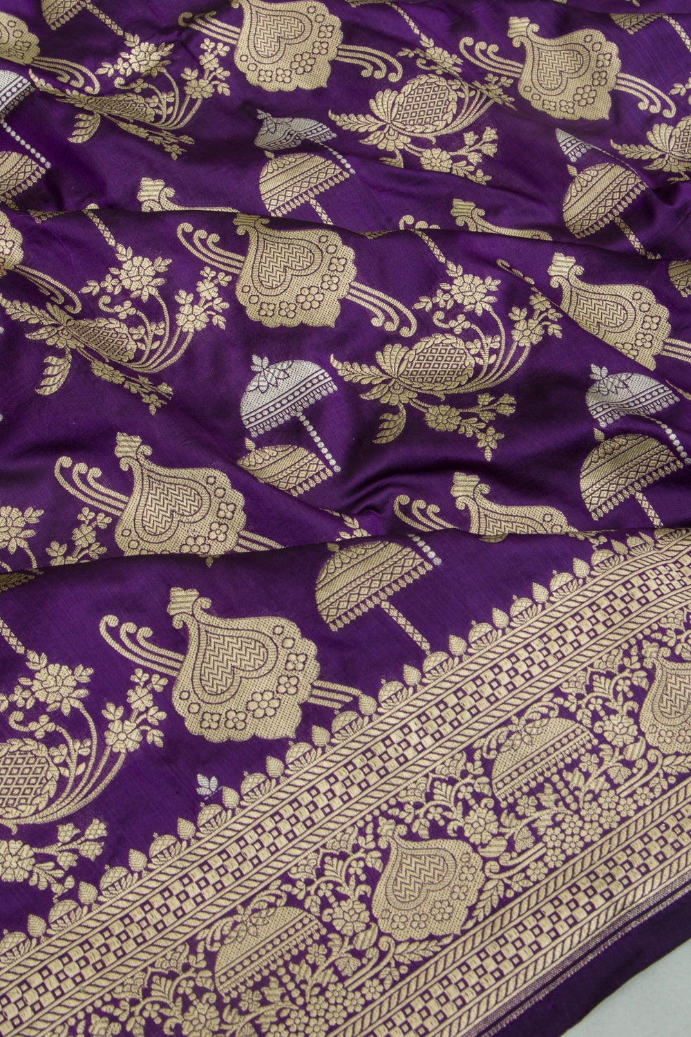 Banarasi Silk Brocade Violet Saree