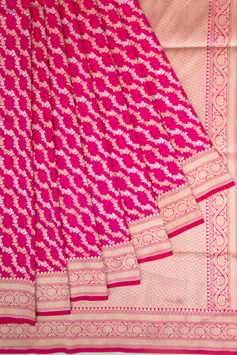 Banarasi Silk Jaal Magenta Pink Saree
