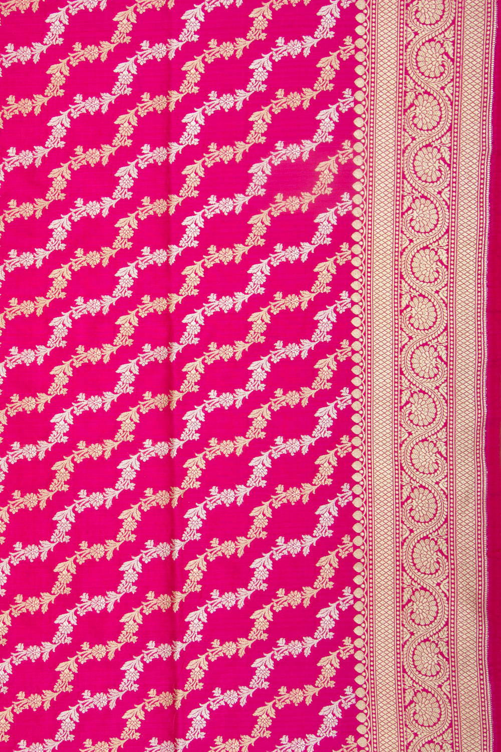 Banarasi Silk Jaal Magenta Pink Saree