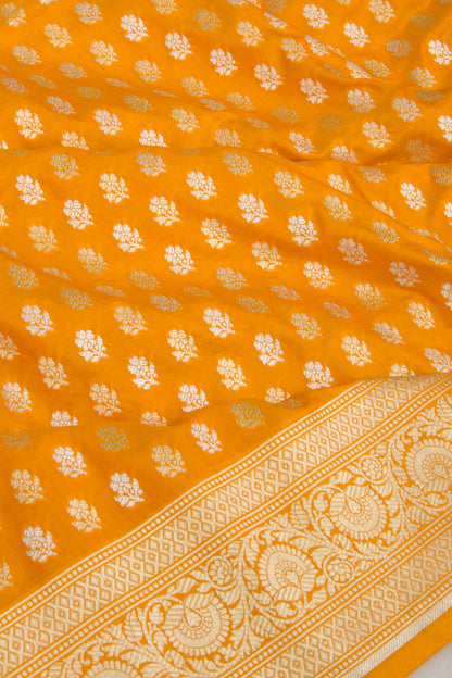 Banarasi Silk Brocade Yellow Saree