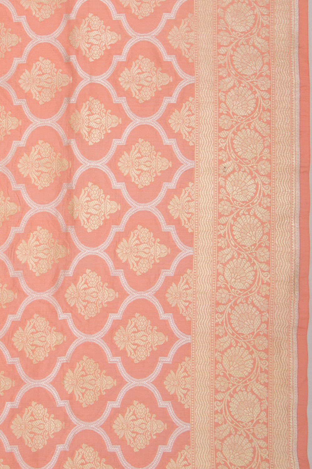 Banarasi Silk Brocade Pastel Orange Saree