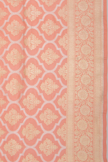 Banarasi Silk Brocade Pastel Orange Saree