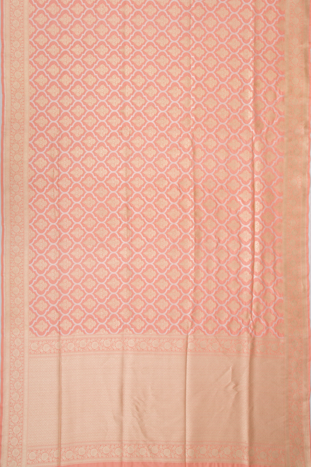 Banarasi Silk Brocade Pastel Orange Saree