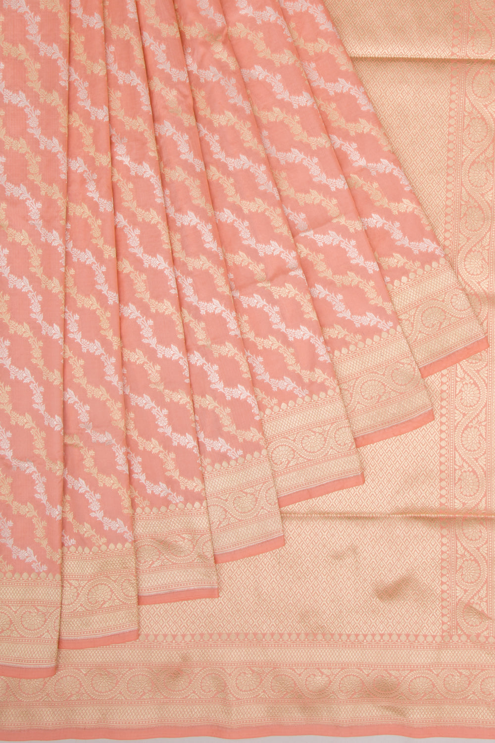 Banarasi Silk Jaal Pastel Orange Saree