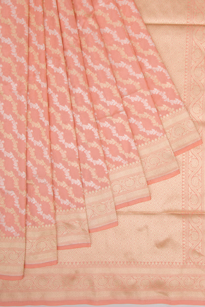 Banarasi Silk Jaal Pastel Orange Saree
