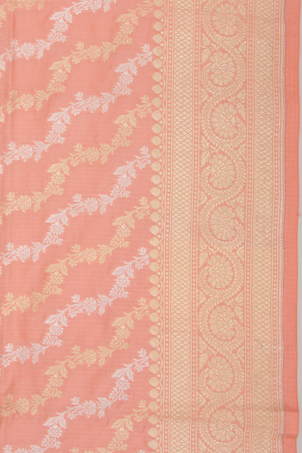Banarasi Silk Jaal Pastel Orange Saree