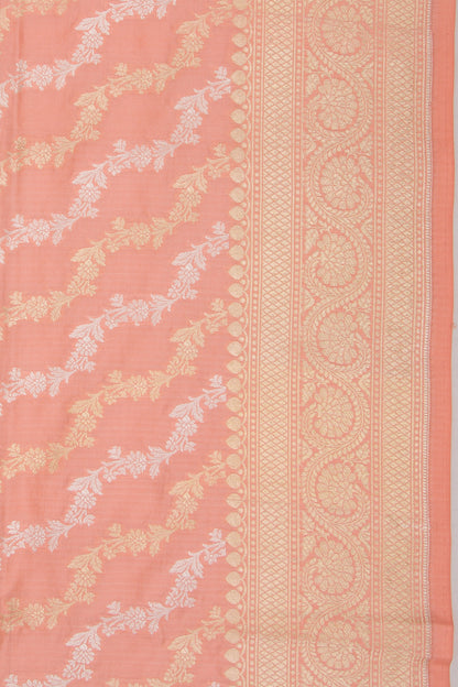 Banarasi Silk Jaal Pastel Orange Saree