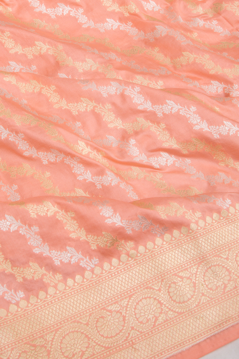 Banarasi Silk Jaal Pastel Orange Saree