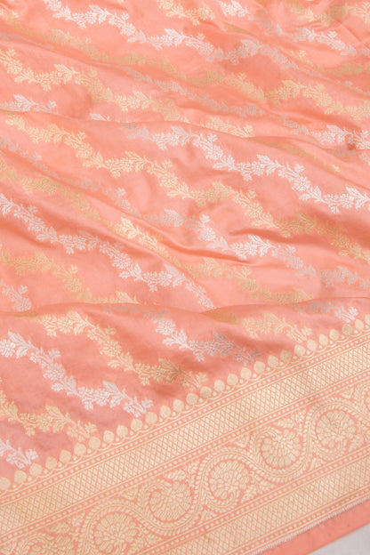 Banarasi Silk Jaal Pastel Orange Saree