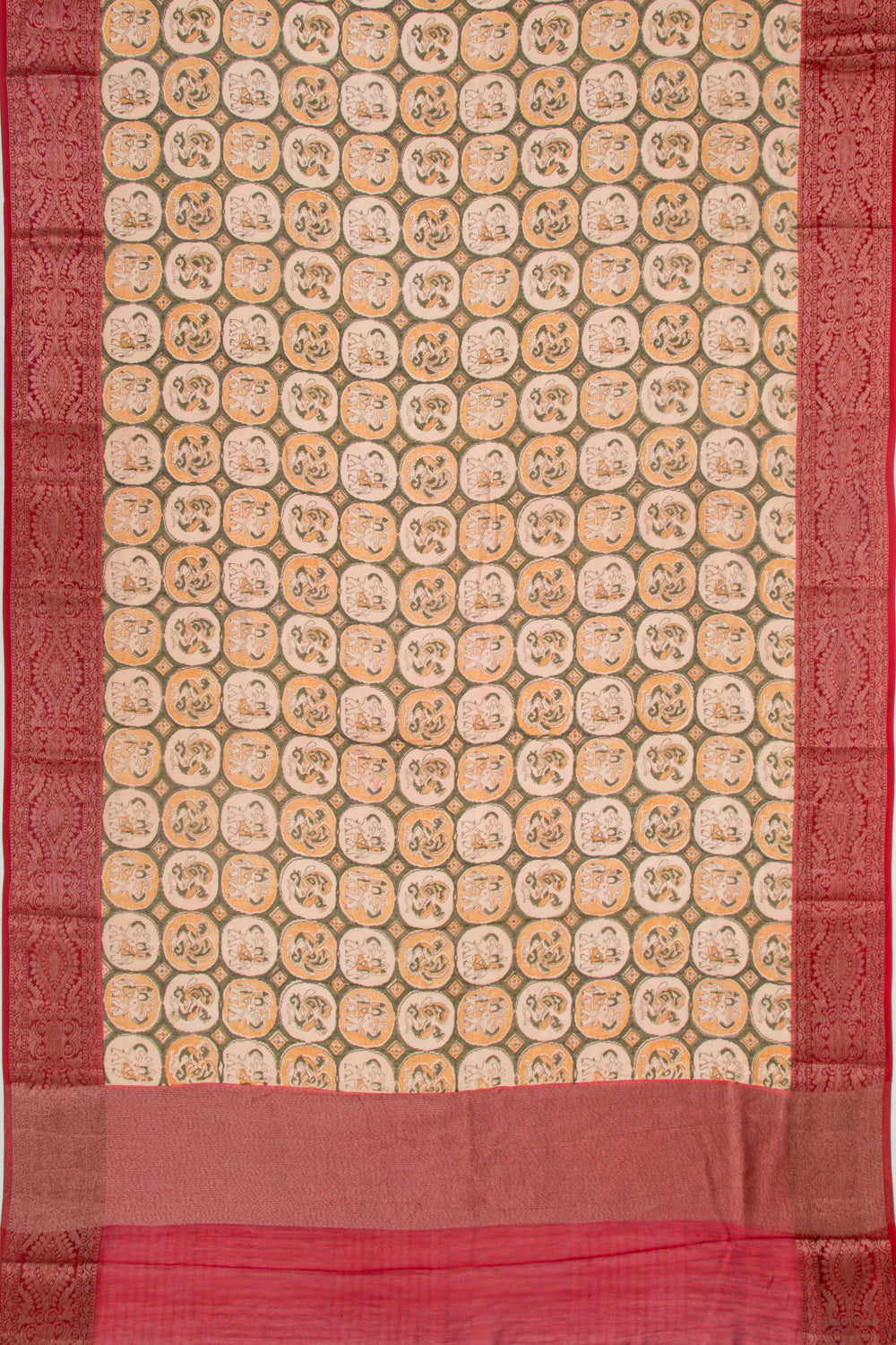 Chanderi Cotton Printed Cream Saree