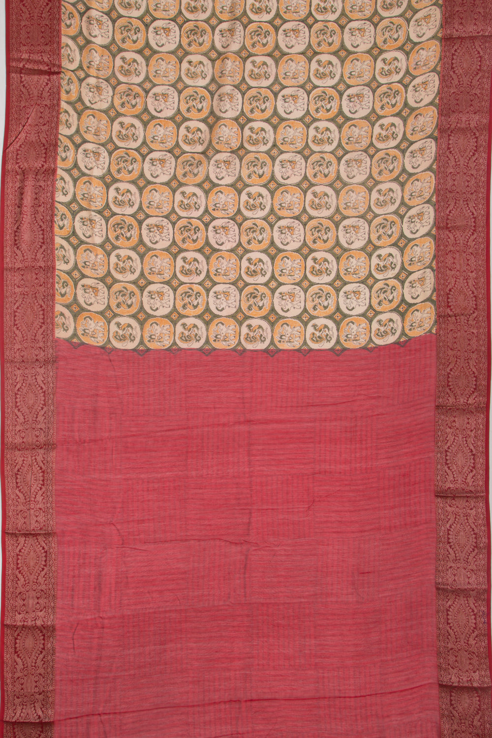Chanderi Cotton Printed Cream Saree