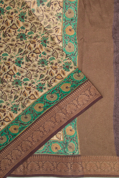 Chanderi Silk Printed Cream Saree