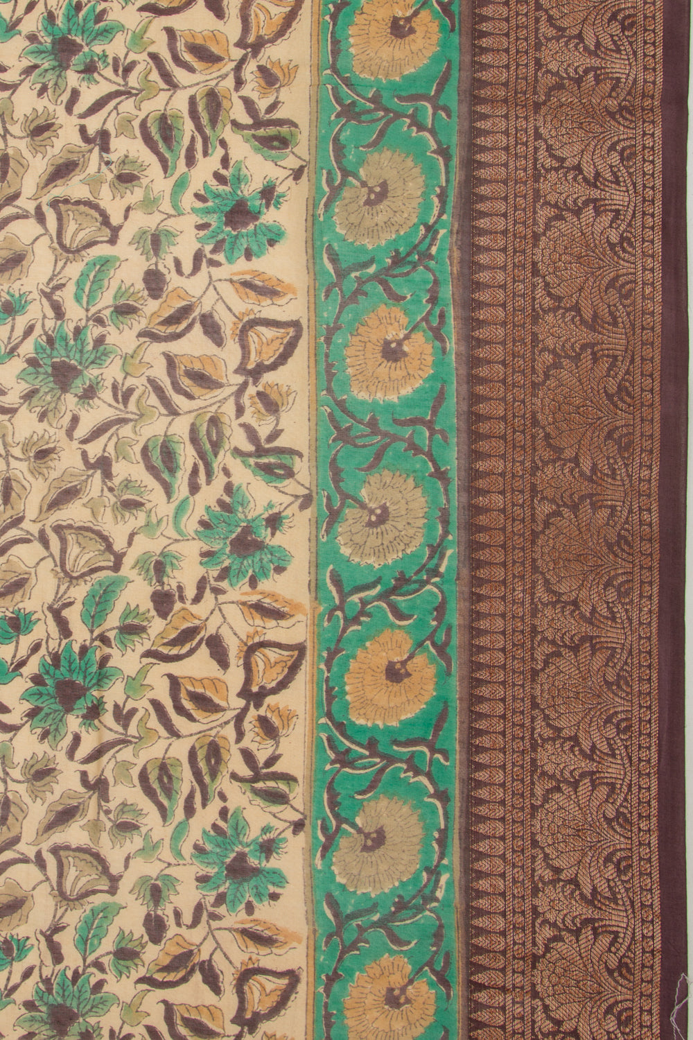 Chanderi Silk Printed Cream Saree