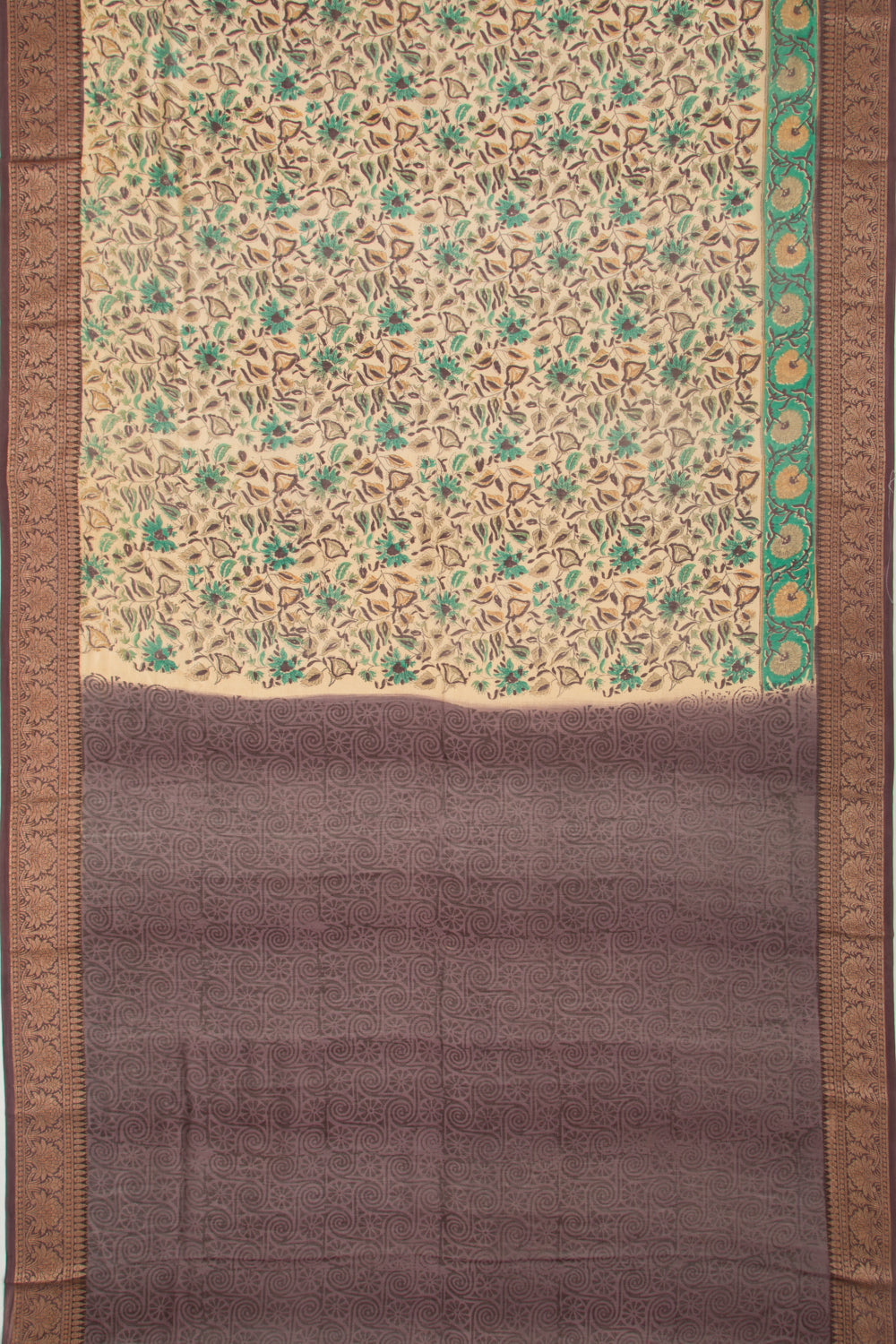 Chanderi Silk Printed Cream Saree