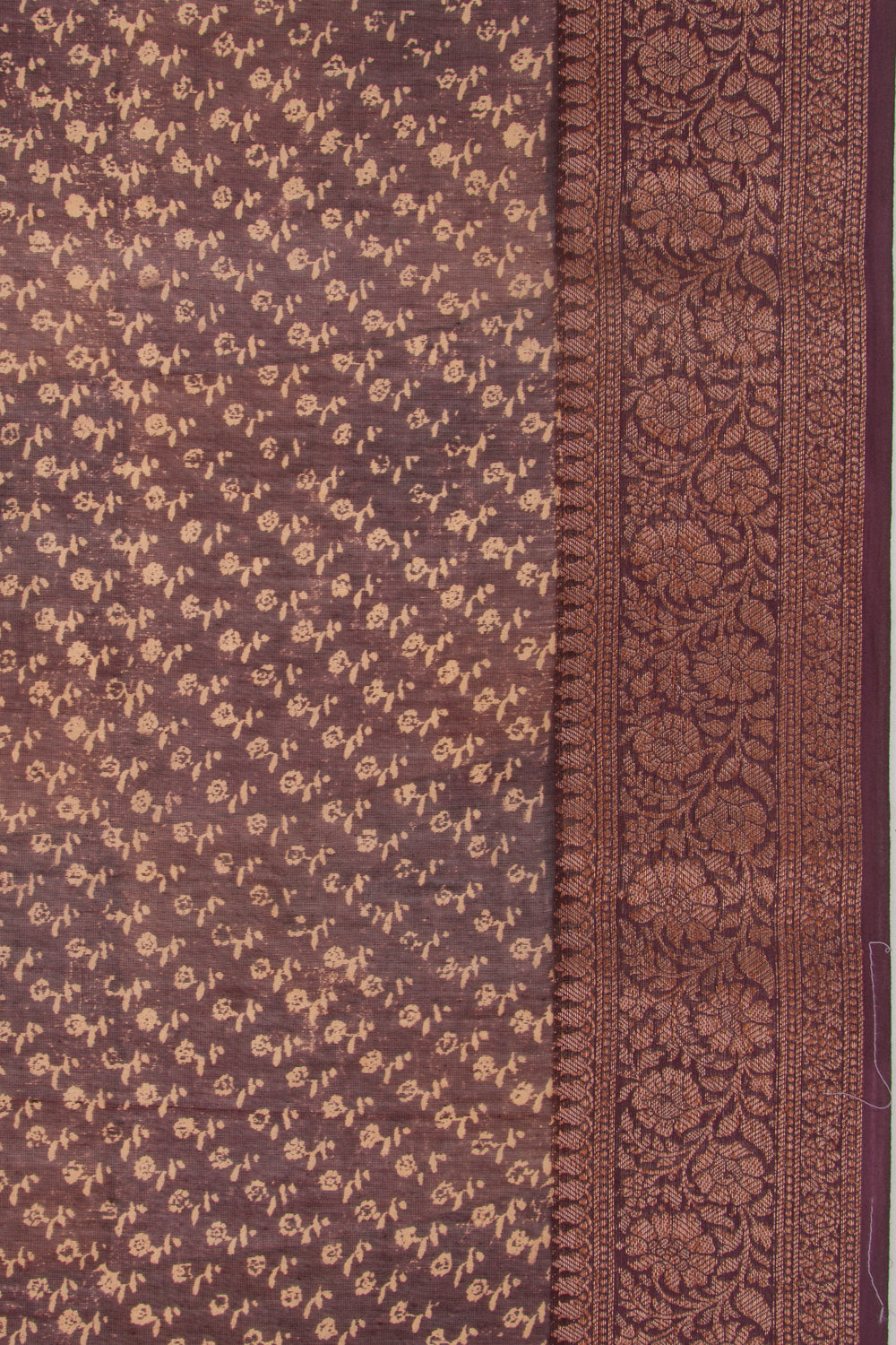 Chanderi Cotton Printed Brown Saree