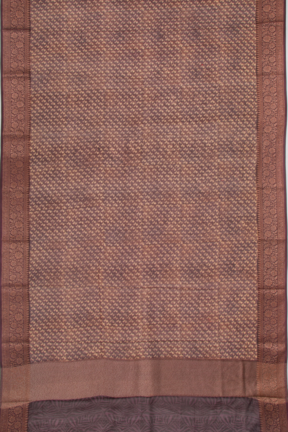 Chanderi Cotton Printed Brown Saree