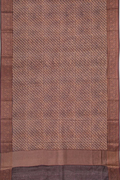 Chanderi Cotton Printed Brown Saree
