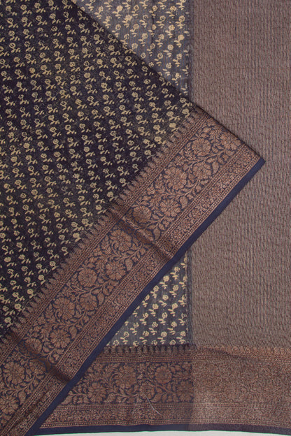 Chanderi Cotton Printed Dark Blue Saree