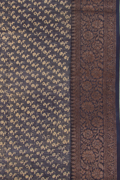 Chanderi Cotton Printed Dark Blue Saree