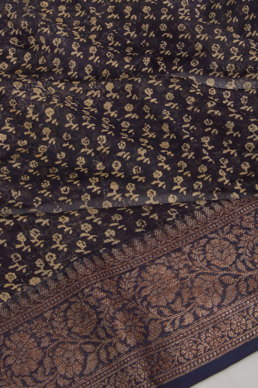 Chanderi Cotton Printed Dark Blue Saree