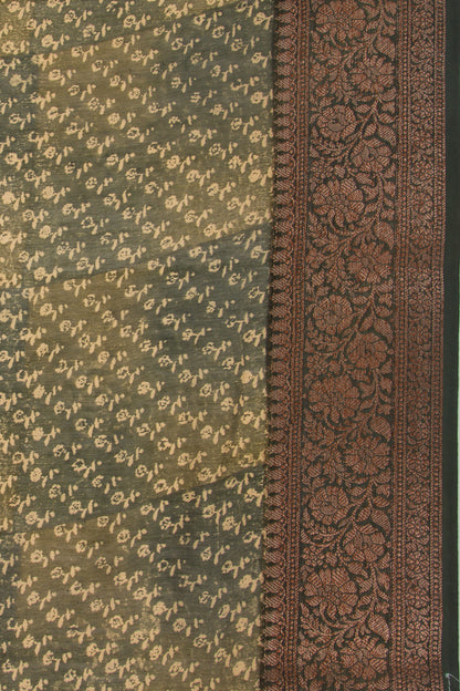 Chanderi Cotton Printed Green Saree