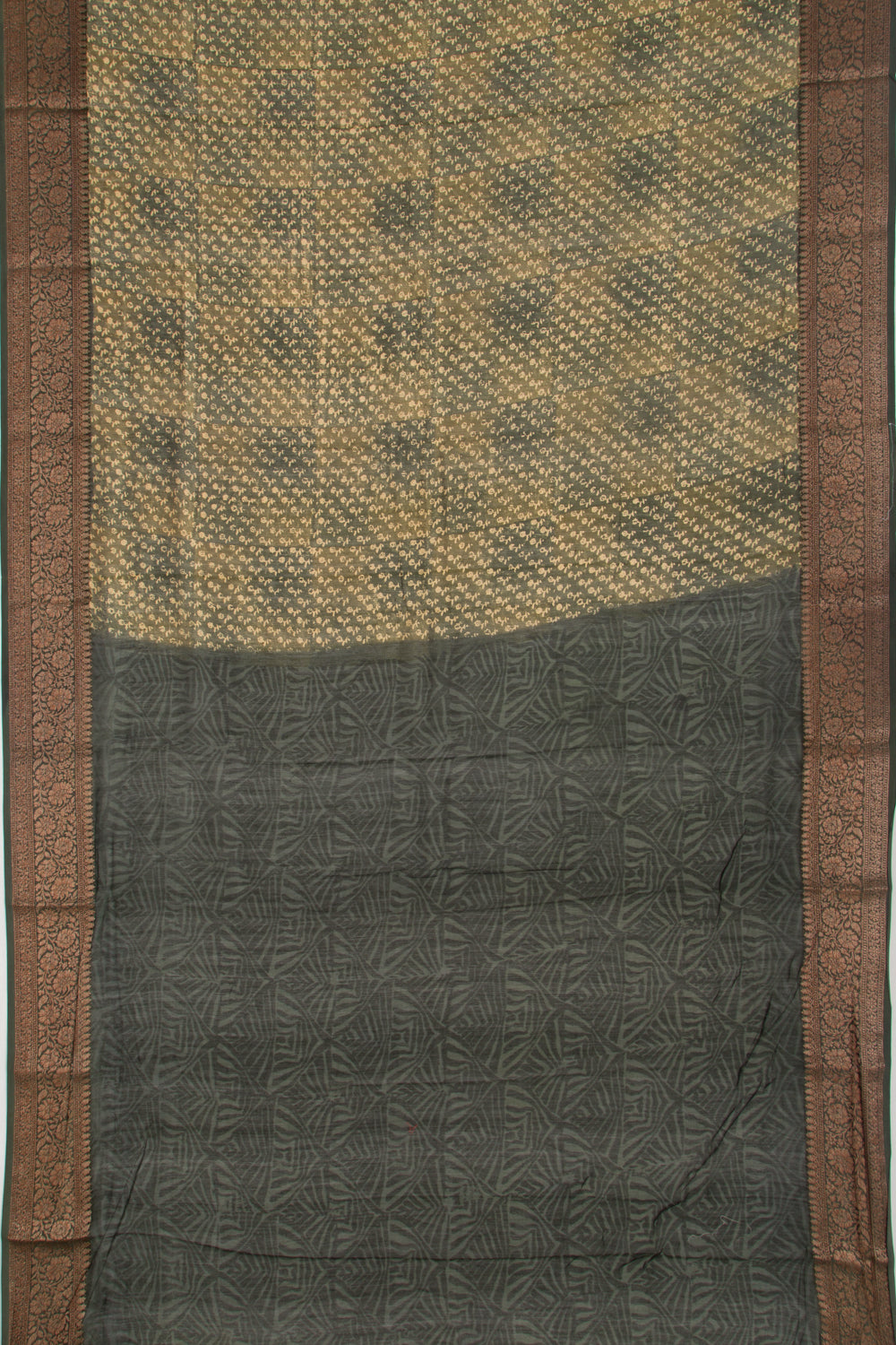 Chanderi Cotton Printed Green Saree