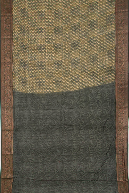 Chanderi Cotton Printed Green Saree
