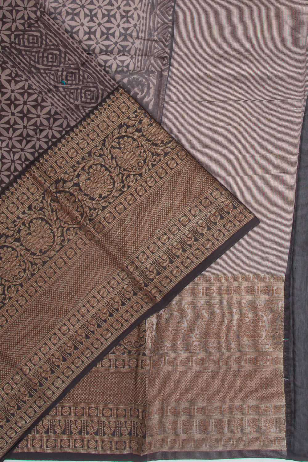 Chanderi Cotton Printed Black Saree