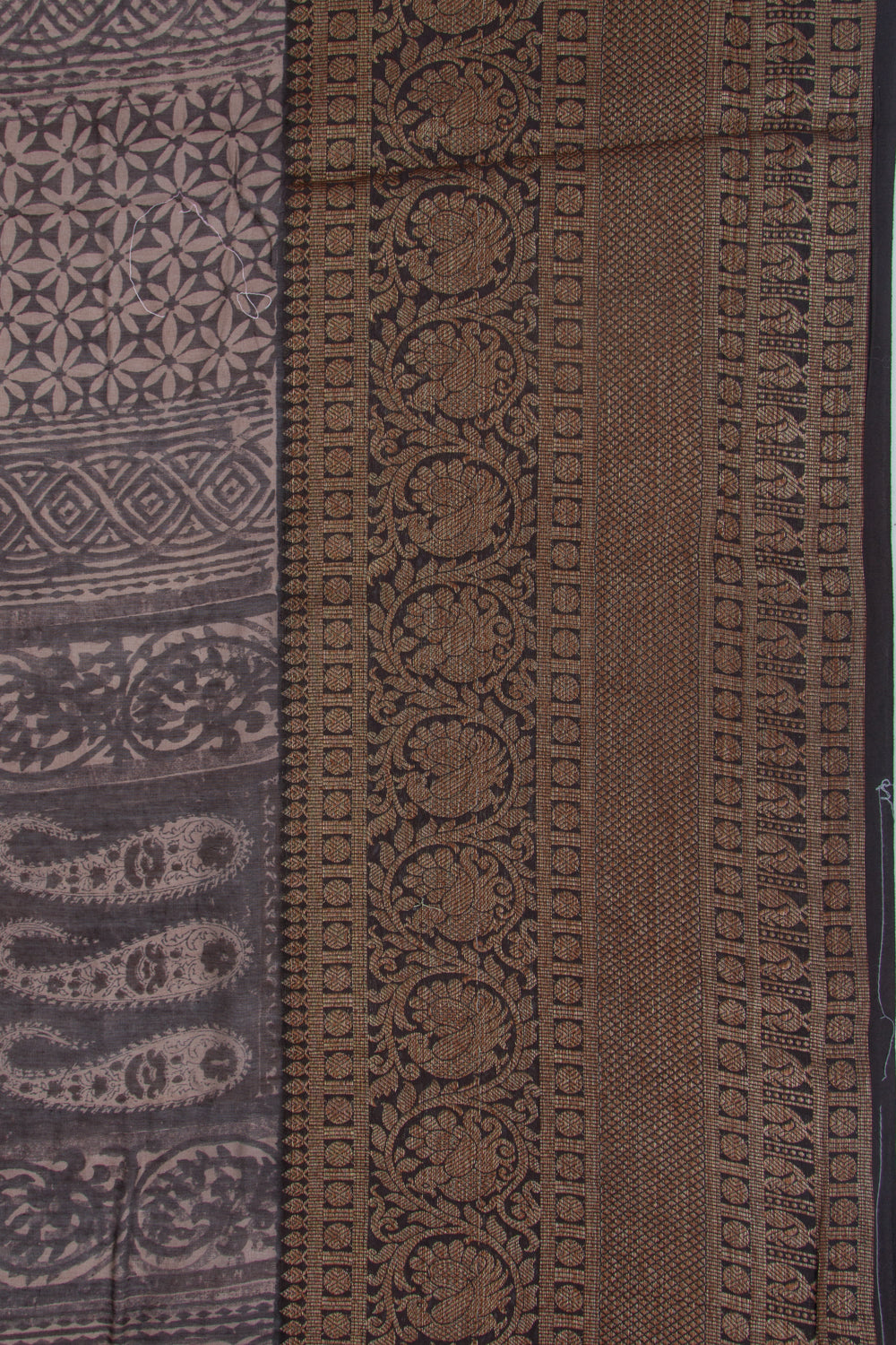 Chanderi Cotton Printed Black Saree