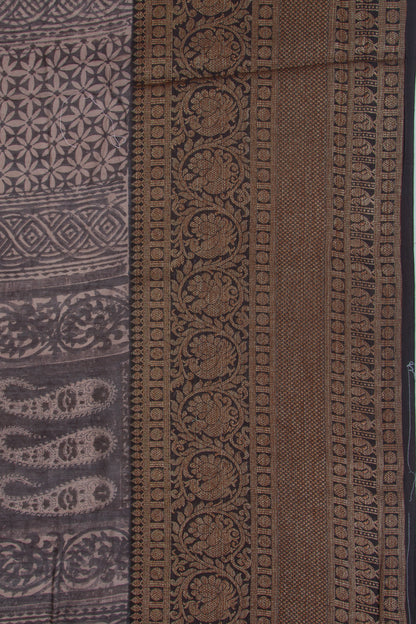 Chanderi Cotton Printed Black Saree