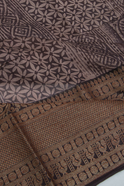 Chanderi Cotton Printed Black Saree