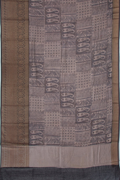 Chanderi Cotton Printed Black Saree